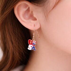 USA Patriotic Enamel Dangle Earrings